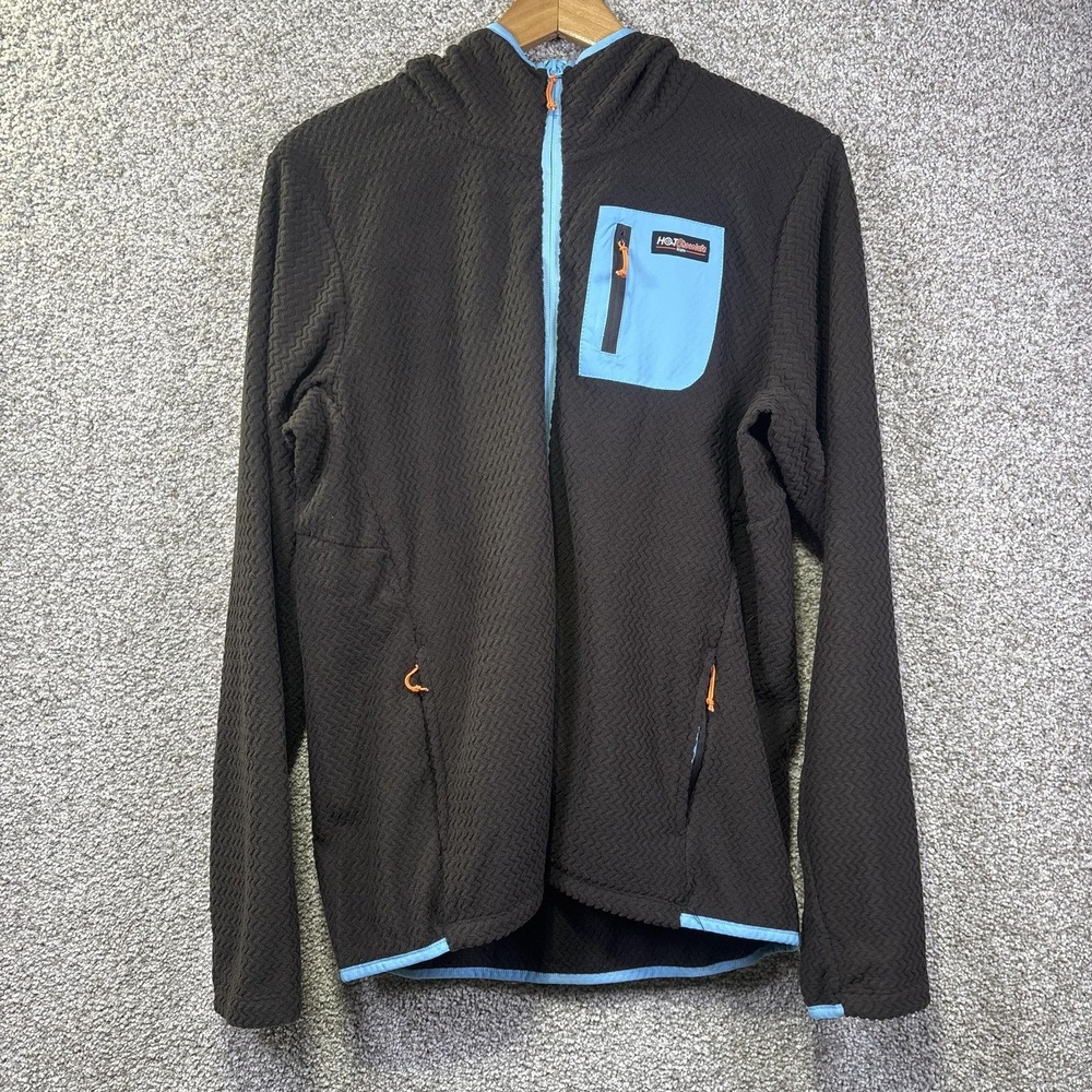 Ventures Endurance Jacket Mens Medium Black Hot Chocolate Fleece Hooded Full Zip